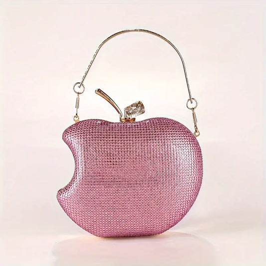 "Elegant apple-shaped bag with stones"